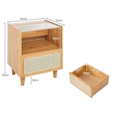 thumbnail of COSTWAY Comodino in rattan, set di 2, comodino in bambù con cassetto, tavolino con piano in vetro e vano aperto