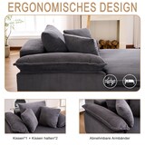 thumbnail of Sessel 177x122x92 Cordstoff ergonomisch modern Wohnzimmer Relaxsessel bequem langlebig mit breiten Armlehnen Grau