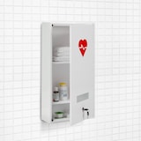 thumbnail of Relaxdays Medizinschrank, abschließbar, 3 Fächer, Stahl, HBT: 60 x 30 x 12 cm, Medikamentenschrank, Arzneischrank, weiß