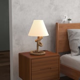 thumbnail of HOMCOM lámpara de mesa LED con base de metal cuerda de lino y pantalla de tela bombilla E27 de max.40W luces de blanco cálido Ø28x45,5 cm