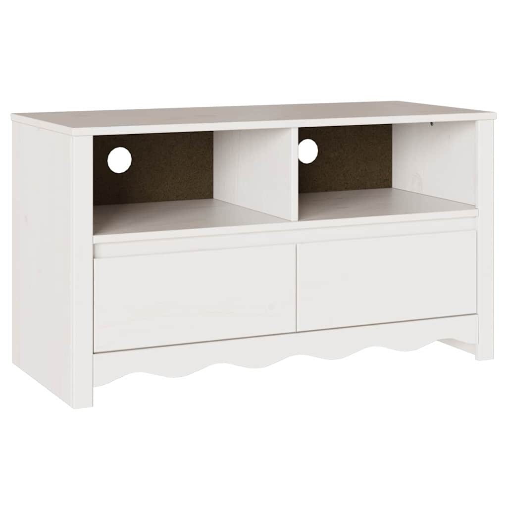 Helloshop26 - Meuble TV rectangulaire moderne minimaliste rangement 99 x 43 x 55 cm en bois de pin blanc 02_0058625
