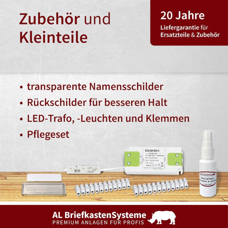 Zubehör für Briefkastensysteme.