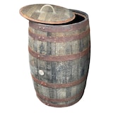 thumbnail of 190L Whiskyfass, Eichenfass geöffnet als Regentonne mit Deckel