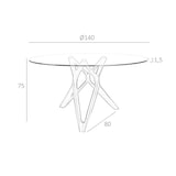 thumbnail of Angel Cerdá Table à manger ronde verre trempé et noyer 1108C Ø140 x 75