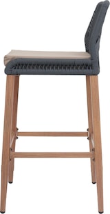 thumbnail of 2er-Set Rope-Barhocker | HxBxT 101x45x50 cm | Sitzhöhe 76cm | Anthrazit | Kissen Taupe | Outdoor Sitzpolster Seilgeflecht Metall Holz-Optik
