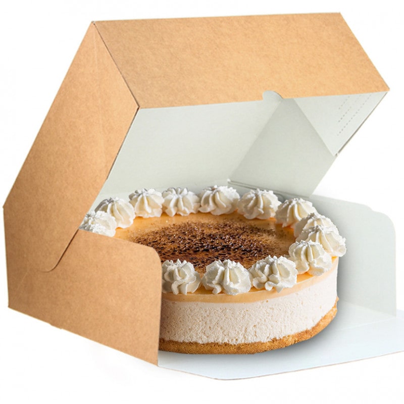 25 pezzi. Scatola per torta in kraft con apertura frontale (35x35x10 cm) Ref TAR011