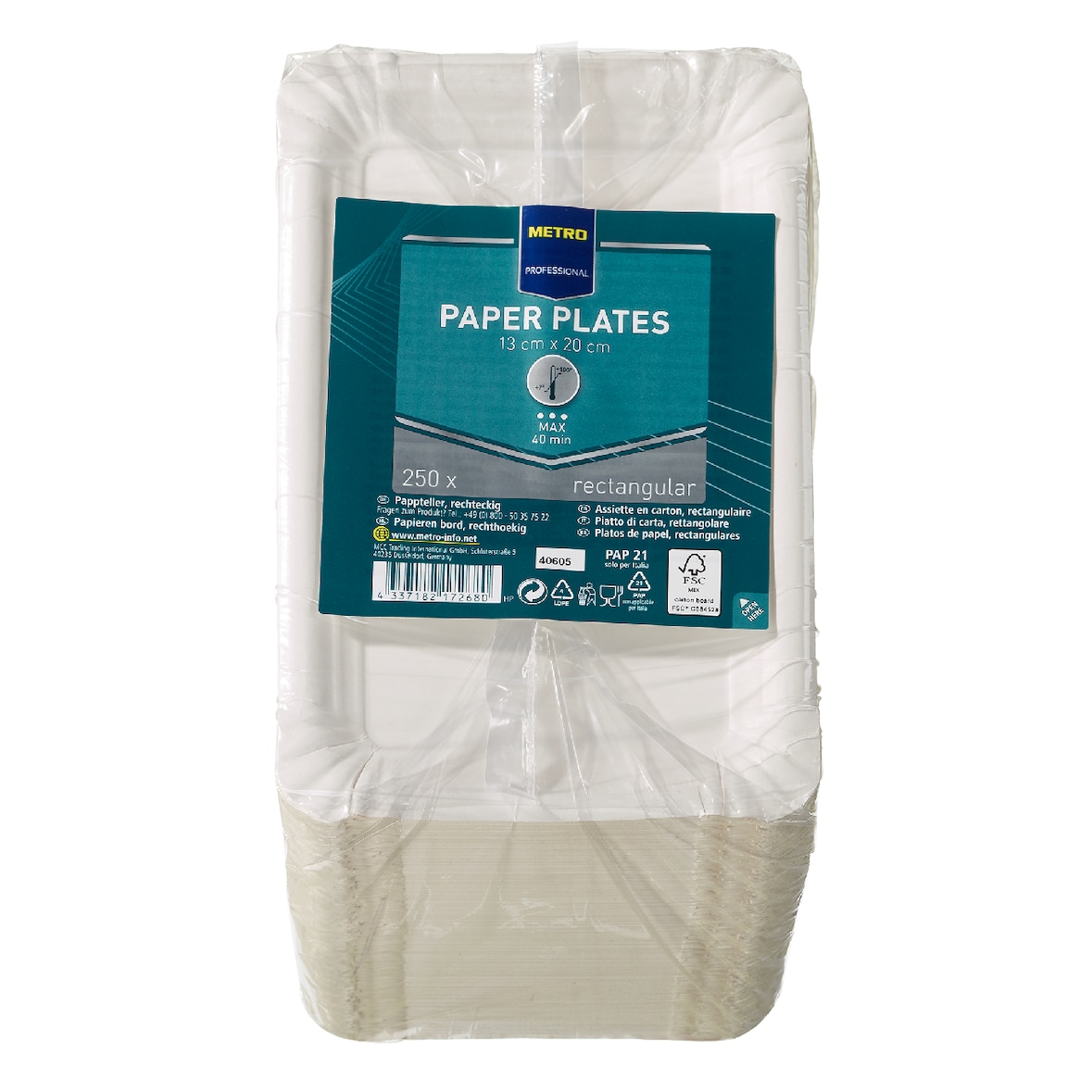 METRO Professional Teller, Pappe, 13 x 20 cm, 250 Stück, weiß