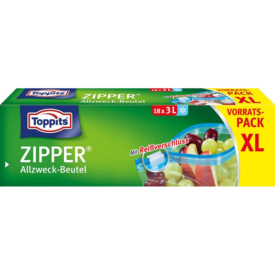 Toppits Zipper XL Vorratspack, 3 Liter, 18 Stück