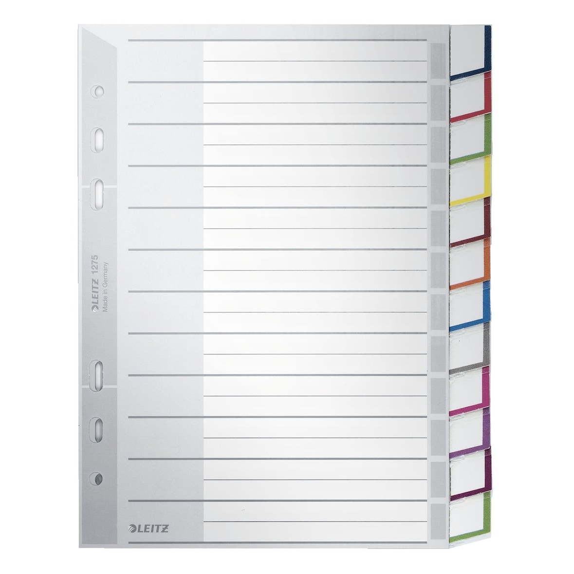 Leitz 1275-00-00 1275 Register - PP, blanko, A5, 12 Blatt, grau
