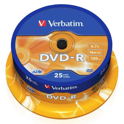 Verbatim DVD-R 43522 16x 4,7GB 120Min. huso 25 uds./paquete.