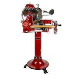 thumbnail of Berkel Volano Tribute Schwungradmaschine in rot – Wunderschöne Aufschnittmaschine mit Standfuß + Fassholzbrett Unikat