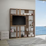 thumbnail of Libreria con porta TV 6 ripiani design moderno 178x36x204 Kato L - Marrone Noce-VE6LKT2FL4FCP-NC