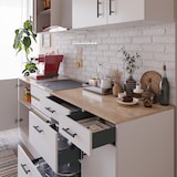thumbnail of Cucina Componibile Completa Da 220 Cm Moderna con Cassetti Ammortizzati Piedini Regolabili Moduli Pensili Facile Da Installare Bianco Lucido e Rovere