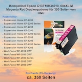 thumbnail of Kompatibel Epson C13T10H34010, 604XL M Magenta Rot Druckerpatrone für 350 Seiten von D&C