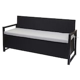 thumbnail of Poly-Rattan 3er Sitzbank HWC-F39, Gartenbank Truhenbank, Staufach Aufbewahrung Sitzkissen ~ anthrazit, Kissen grau