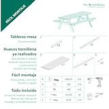 thumbnail of Mesa Picnic Jardín Madera Tratada Autoclave Strong 165, 2 Bancos, 164 x 150 x 75cm 6/8 Adultos, Espesor 20/28 mm, Normativas EN581 y FSC The HomeWeeks