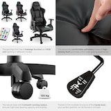 thumbnail of tectake Sedia da ufficio Tartaros, LED, funzione massaggio  nero/nero