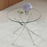 thumbnail of Esstisch Glas & Metall Silber/Transparent rund 88x88x75 cm für 2-4 Personen