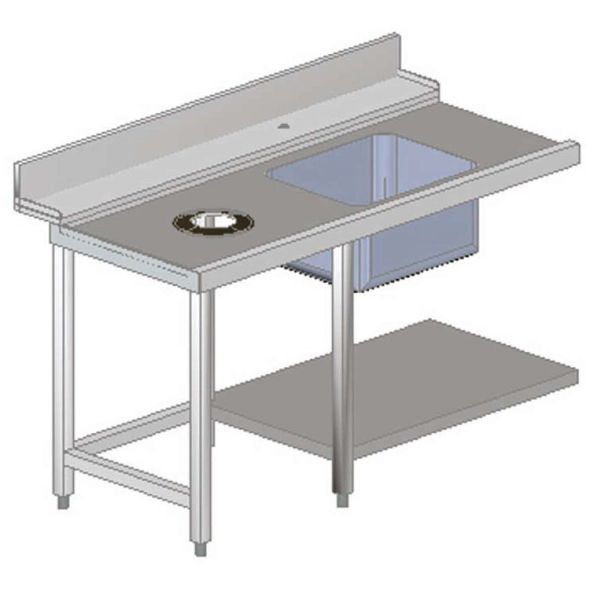 A.C.L - Plonge entrée gauche 1500 mm + trou vide déchets - Réf. MM297753