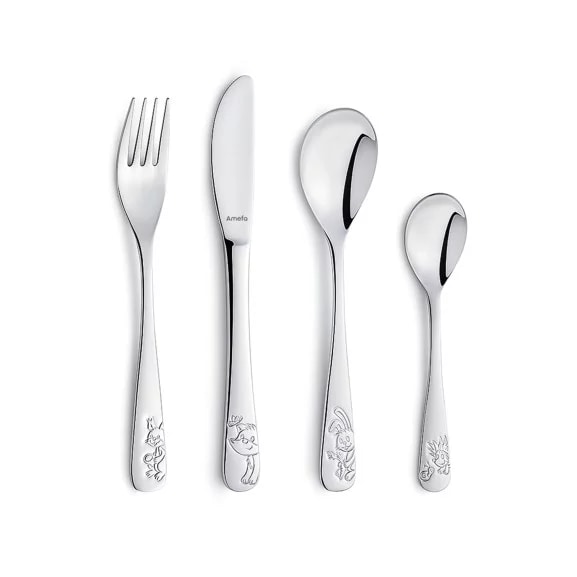 Amefa Coffret 4 couverts enfants Forest - Inox 18/10 décor animaux forêt sécurité enfant