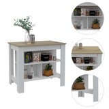thumbnail of TUHOME Isla de cocina Cala, tres estantes y cuatro patas - Blanco / Duna