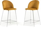 thumbnail of Set 2 sgabelli da bar imbottiti in velluto, gambe in metallo, h.65cm, per bar, ristoranti e cucina, design elegante -Sara XL-Senape/Argento