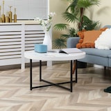 thumbnail of HOMCOM Mesa de Centro Redonda com Bancada Similar ao Mármore e Estrutura de Metal Estilo Moderno 80x80x45cm Branco e Preto