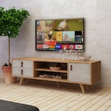 thumbnail of WellHome - Mesa de TV em aglomerado de melamina marrom e branco - 120x53x40cm