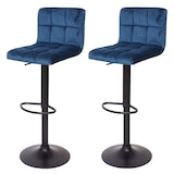 thumbnail of 2er-Set Barhocker gepolstert mit Lehne | Sitzhöhe 63-87cm | höhenverstellbar | Samt Petrol-Blau | Fuß Schwarz| Tresenhocker Barstuhl