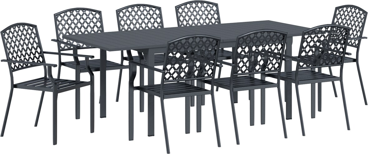 vidaXL 9-teiliges Gartenmöbel Set Anthrazit Stahl