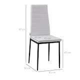 thumbnail of Pack de 4 sillas de comedor tapizadas en lino sillas de cocina modernas con respaldo alto y patas de metal carga 120 kg para salón 41x50x97 cm blanco