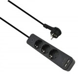 thumbnail of Helos Steckdosenleiste ADVANCED, 3-fach, USB-Charger schwarz, 1,5m, mit Schalter