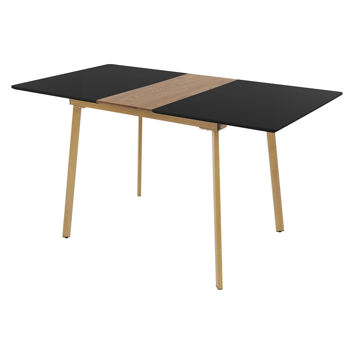 ML-Design Esstisch ausziehbar Schwarz, 110/140x75x76,5 cm, moderner Tisch für 4–6 Personen, Holz Küchentisch mit Stahlbeinen, Wohnzimmertisch