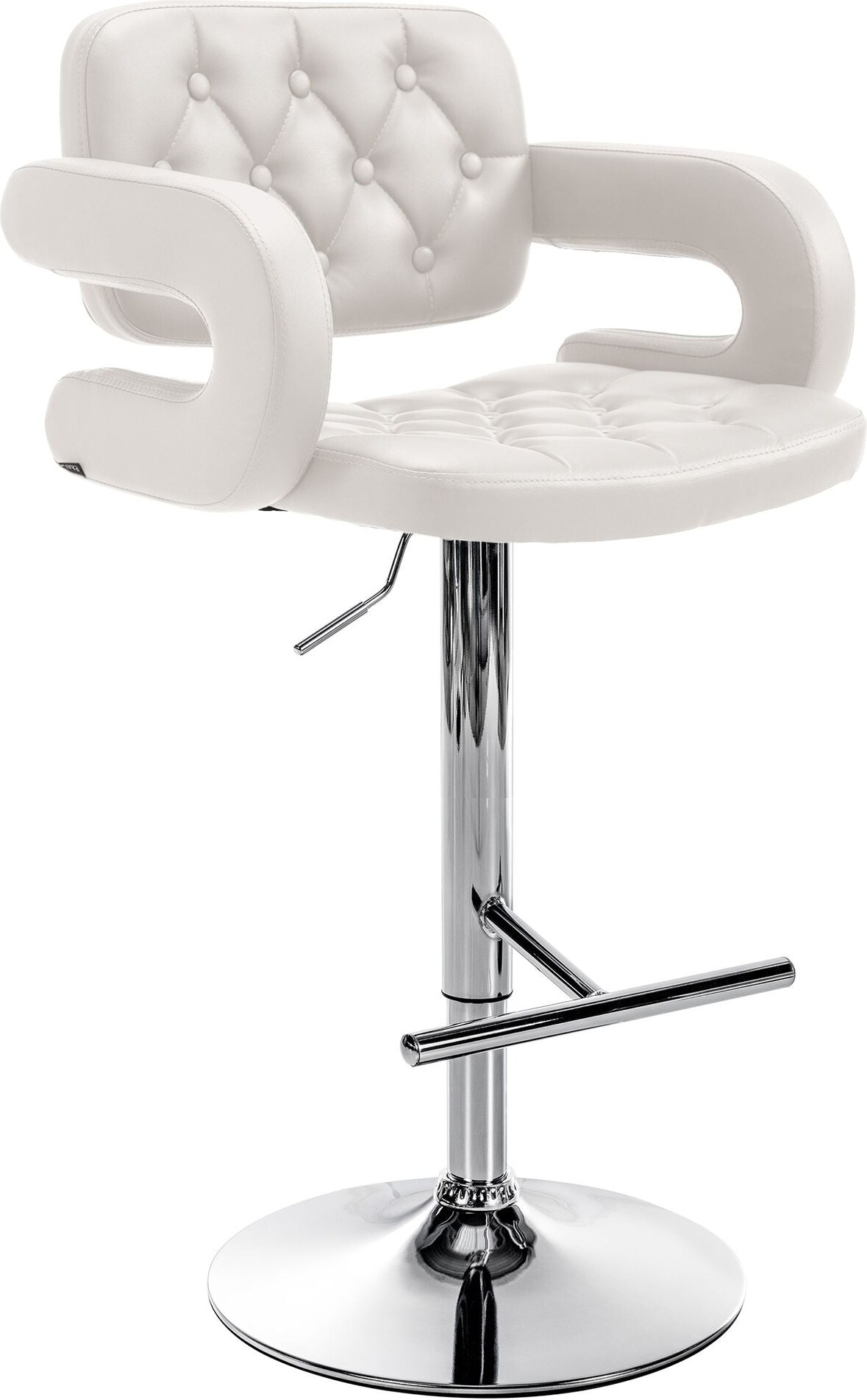 Décoshop26 - Barhocker x1 modernes Design Sitzfläche mit weißem Kunstlederbezug Chromgestell 10_0005807