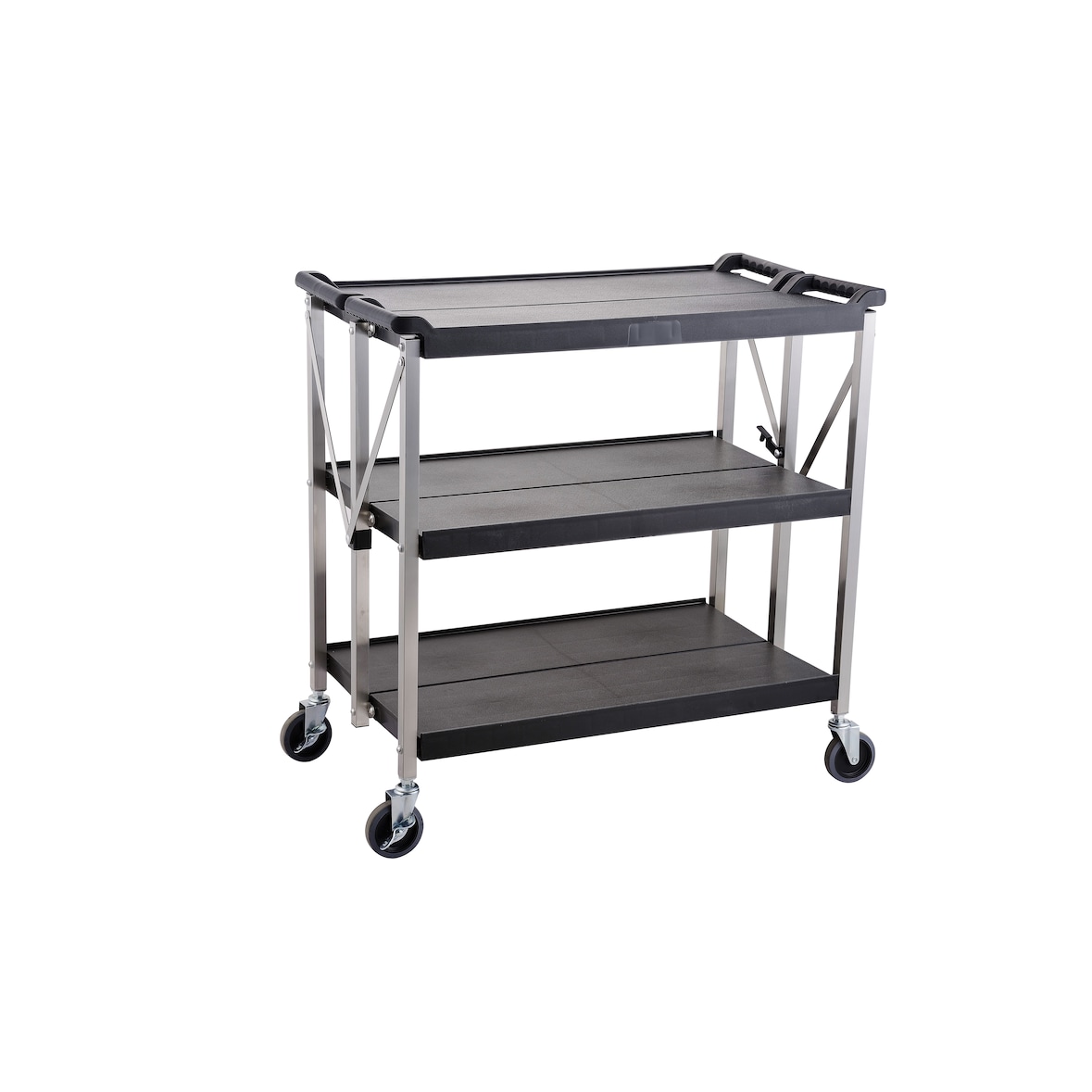 METRO PROFESSIONAL Carro plegable GFT2003, PP/acero inoxidable, 51 x 93 x 93 cm, negro/plateado