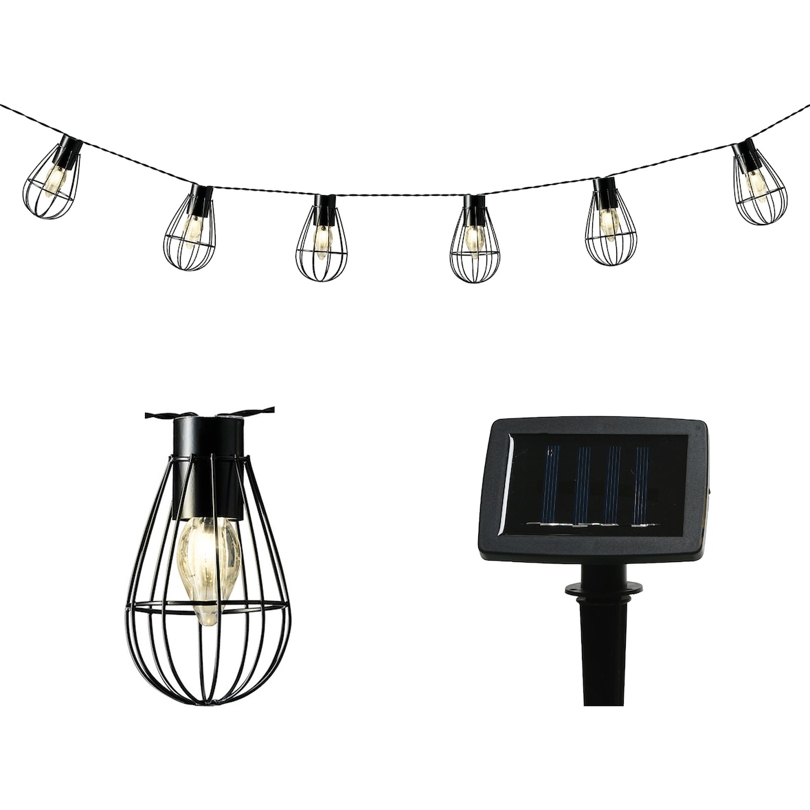 LED Solar Lichterkette Laternen 3,5m Metall Warmweiß