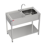 thumbnail of Gasfrit- Fregadero bajo barra 1 seno y 1 escurridor y grifo incluido dos aguas industrial acero inoxidable 800 x 500 x 850 mm