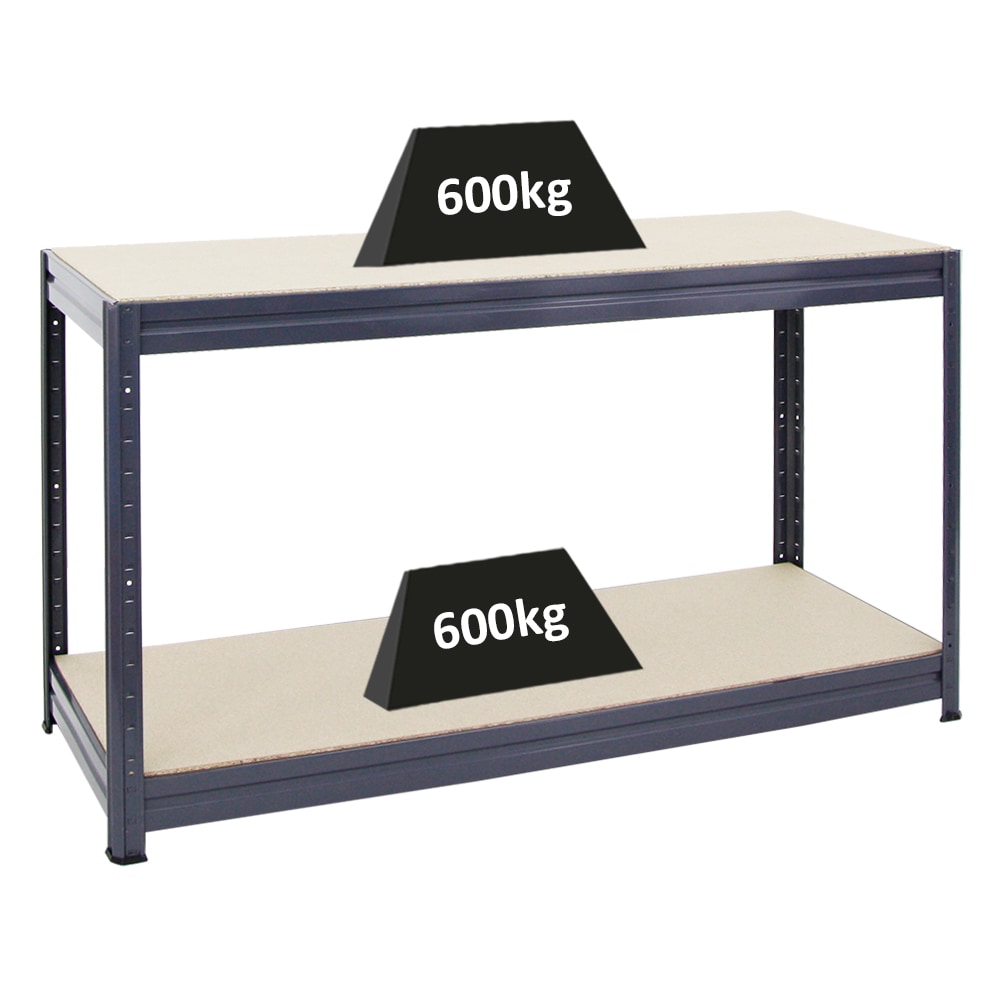 PROREGAL Etabli DINO réglable en hauteur, HxLxP 90x160x60cm, Capacité de charge 600kg, Gris, Etabli d’Atelier, Table de Travail & Bricolage