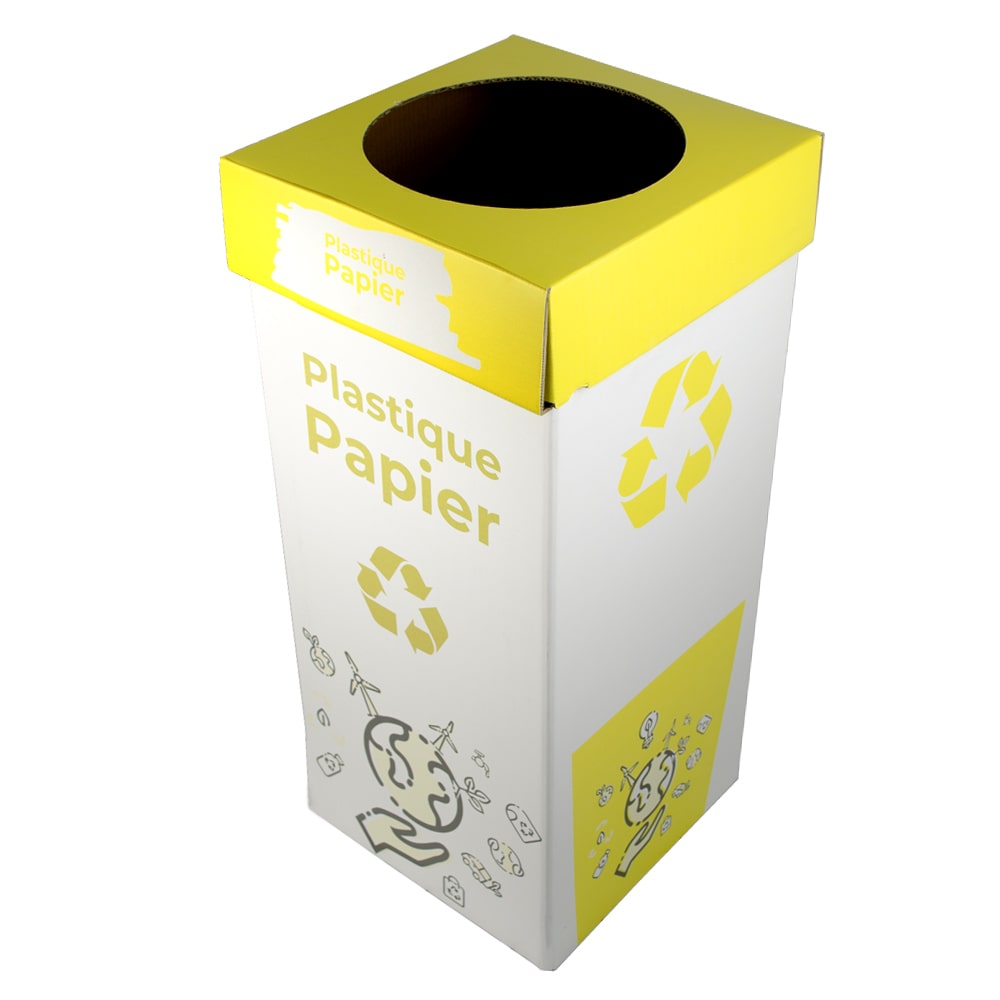 Conteneur Tri Selectif - Carton Ondulé - 100L - Jaune