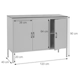 thumbnail of Cómoda HWC-L84, aparador aparador, 3 puertas metal 90x120x40cm, revestido de melamina ~ gris