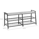 thumbnail of Zapatero HWC-A27, mueble zapatero banco zapatero, 4 compartimentos estructura metálica 3D 40x107x38cm, aspecto roble salvaje