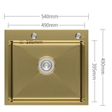 thumbnail of Gasfrit - Keukenspoelbak met sifon voor opbouwmontage van roestvrij staal goudkleurig, 1 spoelbak, 540 x 490 x 200 mm