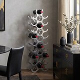 thumbnail of Design Aluminium Weinregal 27 Flaschen in Silber 31x98x14 cm, Flaschenregal Wein Zubehör hoch modern, Metall Deko Weinflaschen Halter Schmal Küche