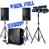 thumbnail of Pack sono 2200W - Enceintes/Caisson/Pieds - USB/BLUETOOTH - BMS-1512, Portique Lumière, Mariage+ Clé USB 32G