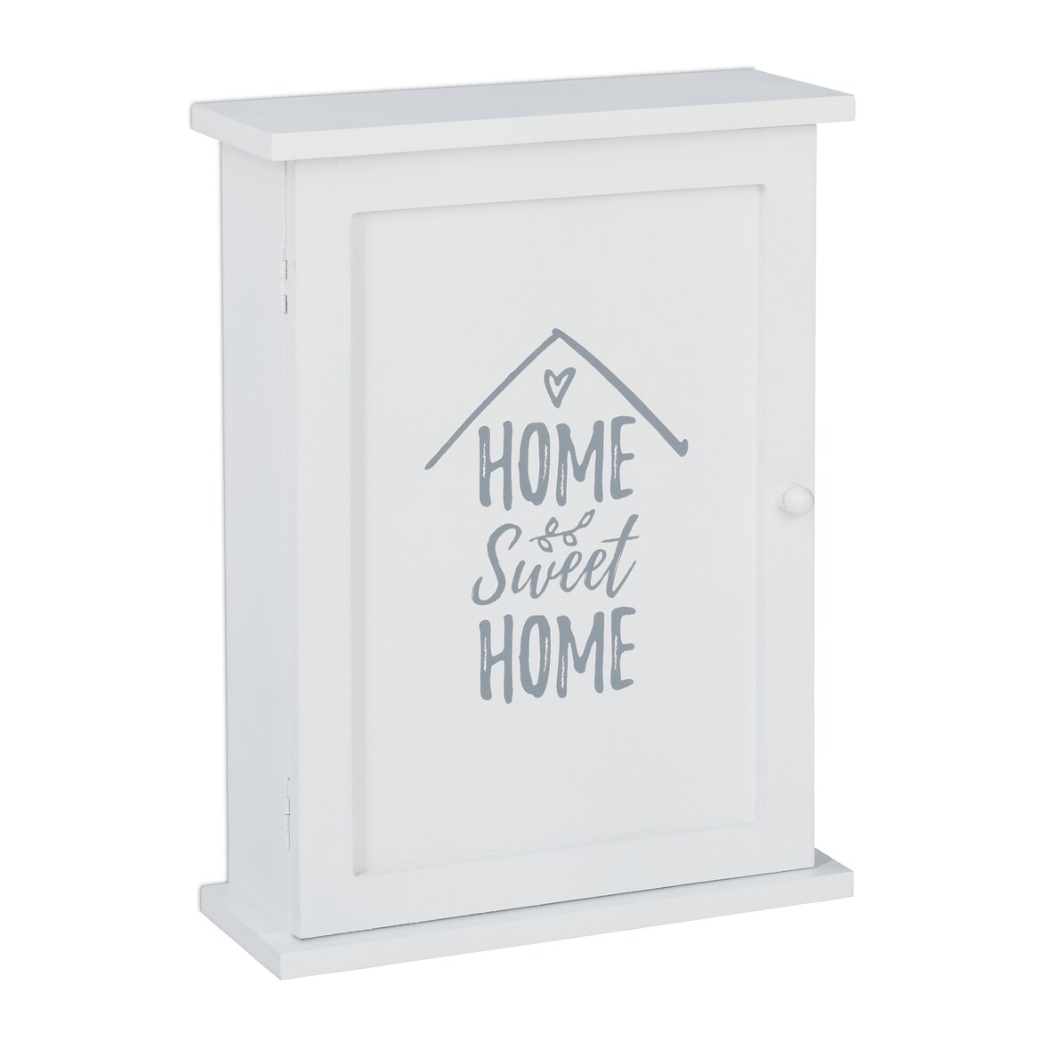 Relaxdays Schlüsselkasten Holz, Home Sweet Home-Aufdruck, Landhausstil, zum Aufhängen, Schrank HBT 29 x 22 x 8 cm, weiß