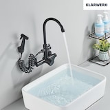 thumbnail of JULIE |Torneira misturadora gastronómica de parede preta|de cozinha profissional em aço inoxidável com duche de mão|restaurante de parede de bica alta