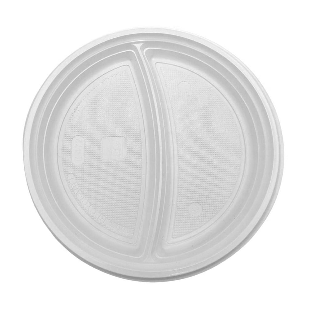 800x Teller Mehrweg PP 2-geteilt Ø 22 cm ohne Anfasser weiß