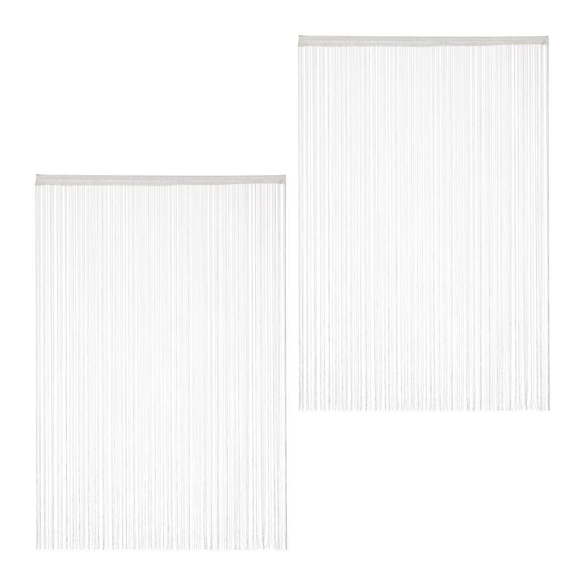 Relaxdays Fadenvorhang weiß, 2er Set, kürzbar, mit Tunneldurchzug, für Türen & Fenster, Fadengardine, 145x245 cm, white