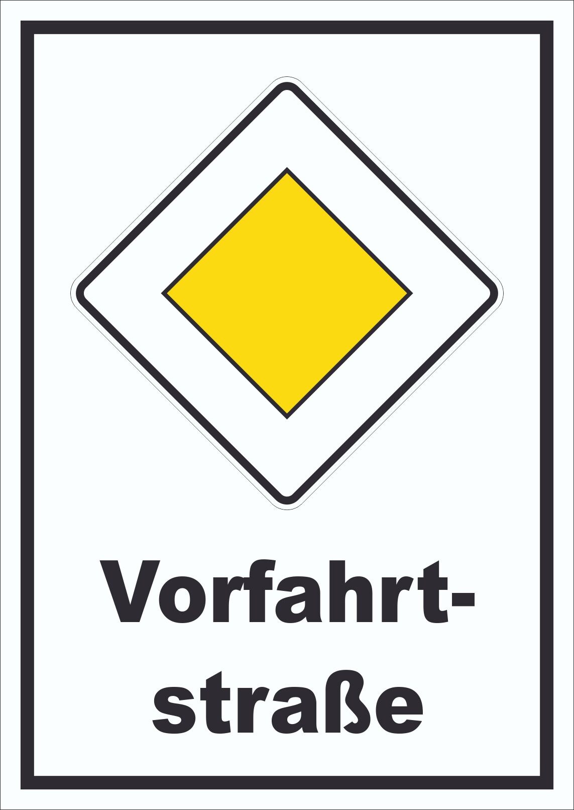 Vorfahrtstraße Schild A5 Rückseite selbstklebend