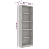 thumbnail of vidaXL Bücherregal 5 Fächer Betongrau 60x24x175 cm Holzwerkstoff